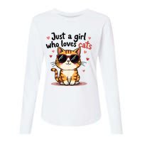 Cats Just A Girl Who Loves Cats Womens Cotton Relaxed Long Sleeve T-Shirt