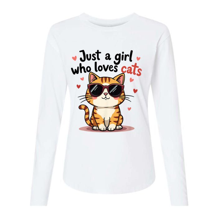 Cats Just A Girl Who Loves Cats Womens Cotton Relaxed Long Sleeve T-Shirt