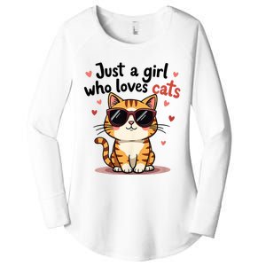 Cats Just A Girl Who Loves Cats Women's Perfect Tri Tunic Long Sleeve Shirt