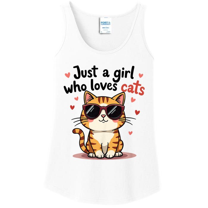 Cats Just A Girl Who Loves Cats Ladies Essential Tank