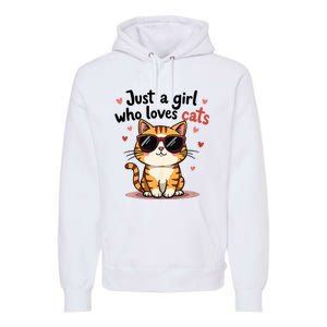 Cats Just A Girl Who Loves Cats Premium Hoodie