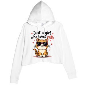 Cats Just A Girl Who Loves Cats Crop Fleece Hoodie