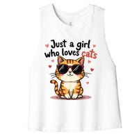 Cats Just A Girl Who Loves Cats Women's Racerback Cropped Tank