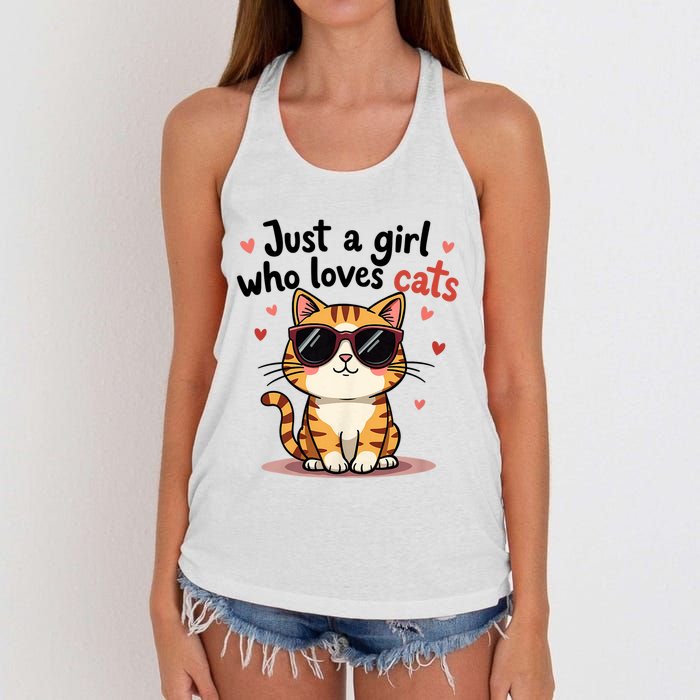 Cats Just A Girl Who Loves Cats Women's Knotted Racerback Tank