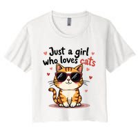 Cats Just A Girl Who Loves Cats Women's Crop Top Tee