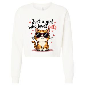 Cats Just A Girl Who Loves Cats Cropped Pullover Crew