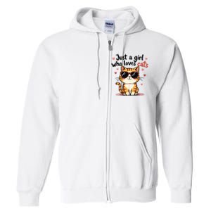 Cats Just A Girl Who Loves Cats Full Zip Hoodie