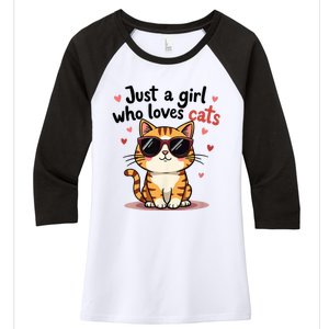 Cats Just A Girl Who Loves Cats Women's Tri-Blend 3/4-Sleeve Raglan Shirt