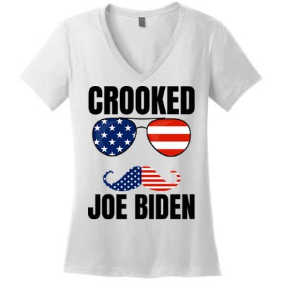 Crooked Joe Biden Trump Quote Called Joe Biden Crooked Women's V-Neck T-Shirt