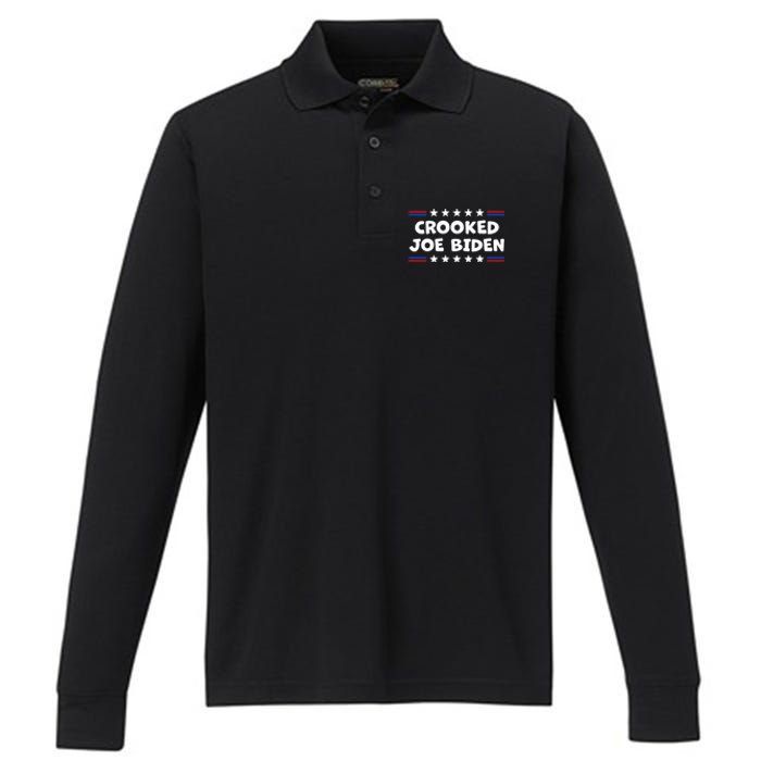 Crooked Joe Biden Confused Anti Biden Performance Long Sleeve Polo