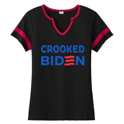 Crooked Joe Biden Trump Quote Called Joe Biden Crooked Ladies Halftime Notch Neck Tee