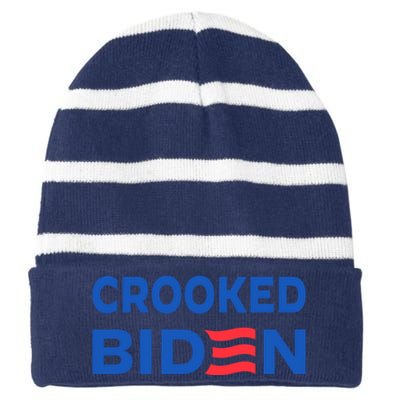 Crooked Joe Biden Trump Quote Called Joe Biden Crooked Striped Beanie with Solid Band