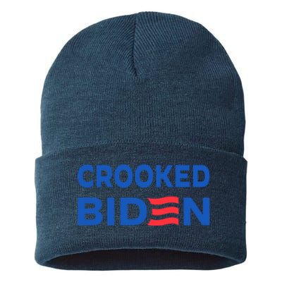 Crooked Joe Biden Trump Quote Called Joe Biden Crooked Sustainable Knit Beanie