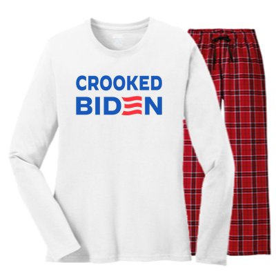 Crooked Joe Biden Trump Quote Called Joe Biden Crooked Women's Long Sleeve Flannel Pajama Set 