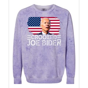 Crooked Joe Biden Flag Pro Trump 2024 Colorblast Crewneck Sweatshirt