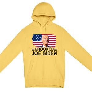 Crooked Joe Biden Flag Pro Trump 2024 Premium Pullover Hoodie