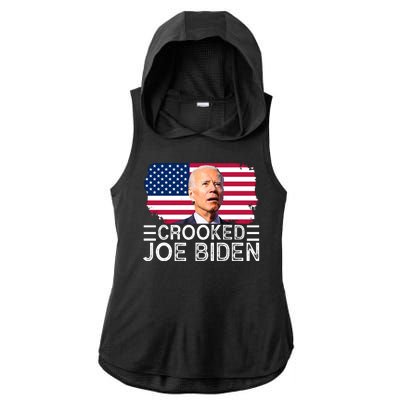 Crooked Joe Biden Flag Pro Trump 2024 Ladies PosiCharge Tri-Blend Wicking Draft Hoodie Tank