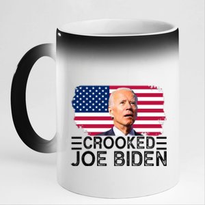 Crooked Joe Biden Flag Pro Trump 2024 11oz Black Color Changing Mug