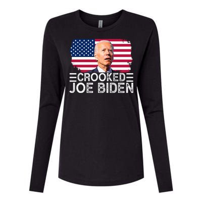 Crooked Joe Biden Flag Pro Trump 2024 Womens Cotton Relaxed Long Sleeve T-Shirt