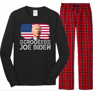 Crooked Joe Biden Flag Pro Trump 2024 Long Sleeve Pajama Set