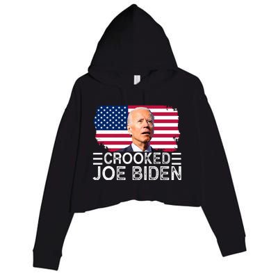 Crooked Joe Biden Flag Pro Trump 2024 Crop Fleece Hoodie