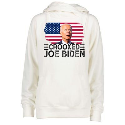 Crooked Joe Biden Flag Pro Trump 2024 Womens Funnel Neck Pullover Hood