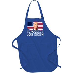 Crooked Joe Biden Flag Pro Trump 2024 Full-Length Apron With Pockets