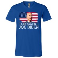 Crooked Joe Biden Flag Pro Trump 2024 V-Neck T-Shirt