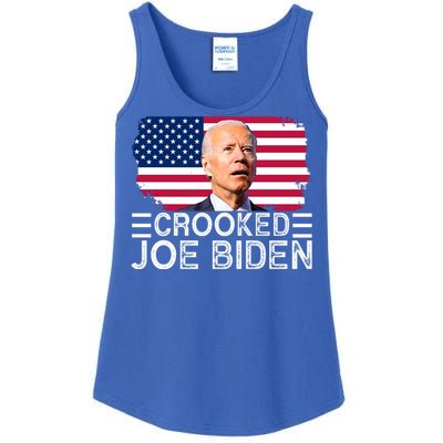 Crooked Joe Biden Flag Pro Trump 2024 Ladies Essential Tank