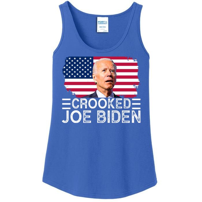 Crooked Joe Biden Flag Pro Trump 2024 Ladies Essential Tank