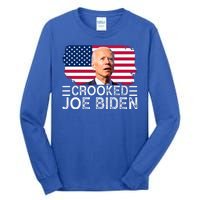 Crooked Joe Biden Flag Pro Trump 2024 Tall Long Sleeve T-Shirt