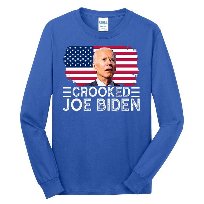 Crooked Joe Biden Flag Pro Trump 2024 Tall Long Sleeve T-Shirt