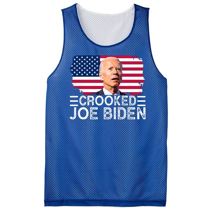 Crooked Joe Biden Flag Pro Trump 2024 Mesh Reversible Basketball Jersey Tank