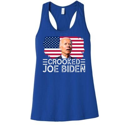 Crooked Joe Biden Flag Pro Trump 2024 Women's Racerback Tank