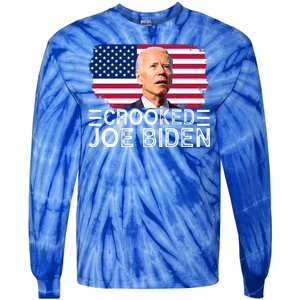 Crooked Joe Biden Flag Pro Trump 2024 Tie-Dye Long Sleeve Shirt