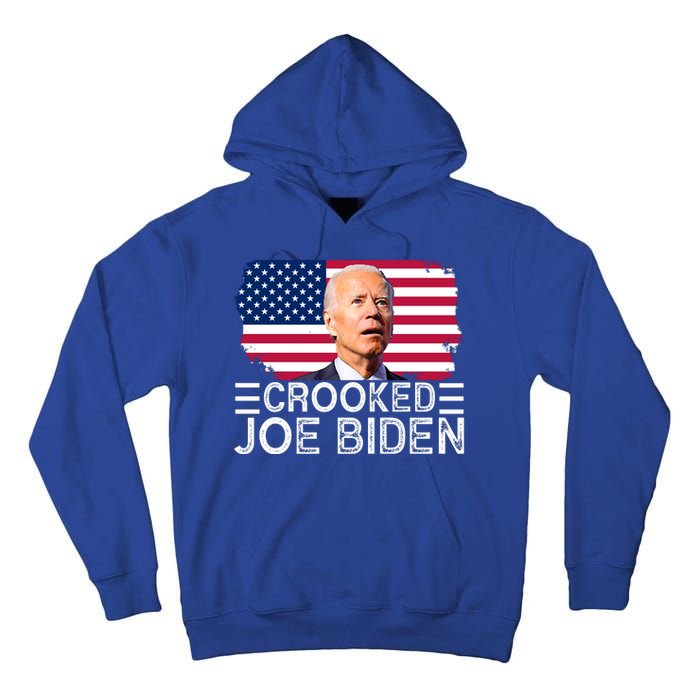 Crooked Joe Biden Flag Pro Trump 2024 Tall Hoodie