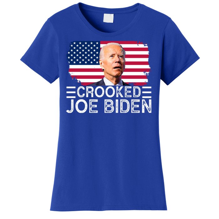 Crooked Joe Biden Flag Pro Trump 2024 Women's T-Shirt