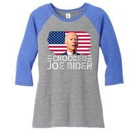 Crooked Joe Biden Flag Pro Trump 2024 Women's Tri-Blend 3/4-Sleeve Raglan Shirt