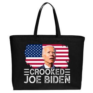 Crooked Joe Biden Flag Pro Trump 2024 Cotton Canvas Jumbo Tote