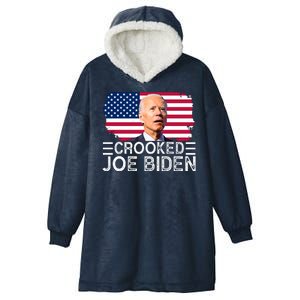 Crooked Joe Biden Flag Pro Trump 2024 Hooded Wearable Blanket