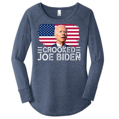 Crooked Joe Biden Flag Pro Trump 2024 Women's Perfect Tri Tunic Long Sleeve Shirt