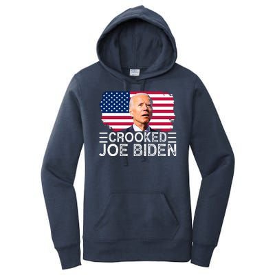 Crooked Joe Biden Flag Pro Trump 2024 Women's Pullover Hoodie