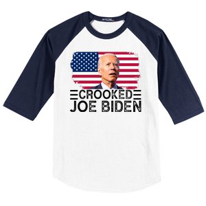 Crooked Joe Biden Flag Pro Trump 2024 Baseball Sleeve Shirt