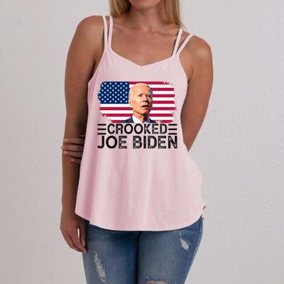 Crooked Joe Biden Flag Pro Trump 2024 Women's Strappy Tank