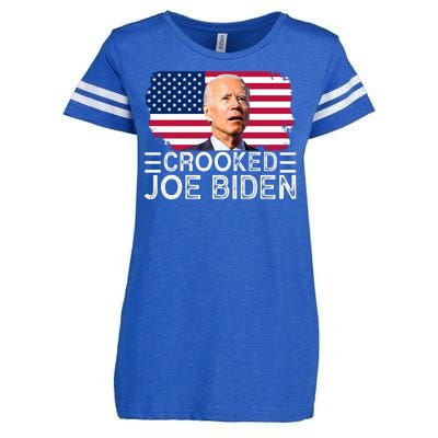 Crooked Joe Biden Flag Pro Trump 2024 Enza Ladies Jersey Football T-Shirt