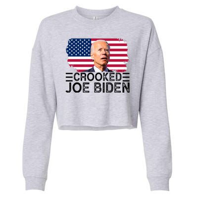 Crooked Joe Biden Flag Pro Trump 2024 Cropped Pullover Crew