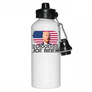 Crooked Joe Biden Flag Pro Trump 2024 Aluminum Water Bottle