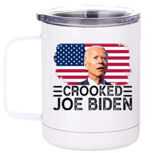 Crooked Joe Biden Flag Pro Trump 2024 12 oz Stainless Steel Tumbler Cup