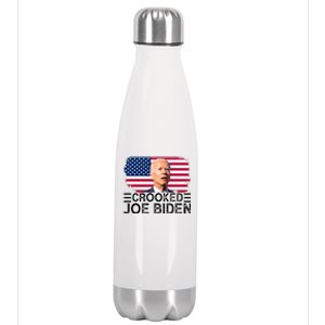 Crooked Joe Biden Flag Pro Trump 2024 Stainless Steel Insulated Water Bottle