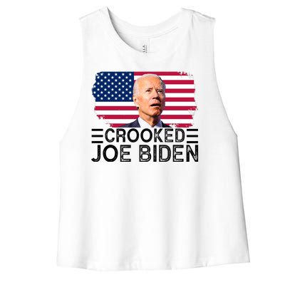 Crooked Joe Biden Flag Pro Trump 2024 Women's Racerback Cropped Tank